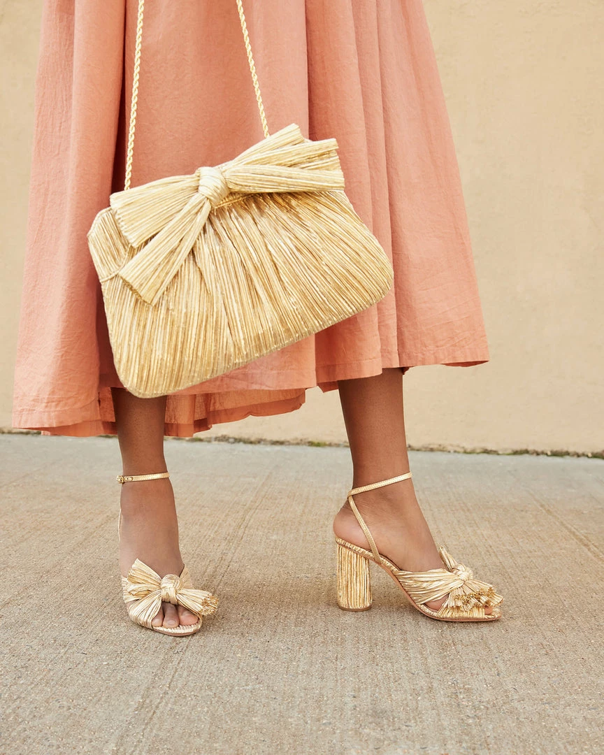 Loeffler Randall Camellia Gold Pleated Bow Heel 4 Loeffler Randall Camellia Gold Pleated Bow Heel
