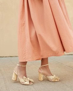 Loeffler Randall Camellia Gold Pleated Bow Heel 11 Loeffler Randall Camellia Gold Pleated Bow Heel