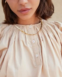 Loeffler Randall Lucia Sand Smocked Blouse 7 Loeffler Randall Lucia Sand Smocked Blouse