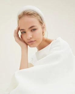 Loeffler Randall Bellamy Cream Satin Puffy Headband