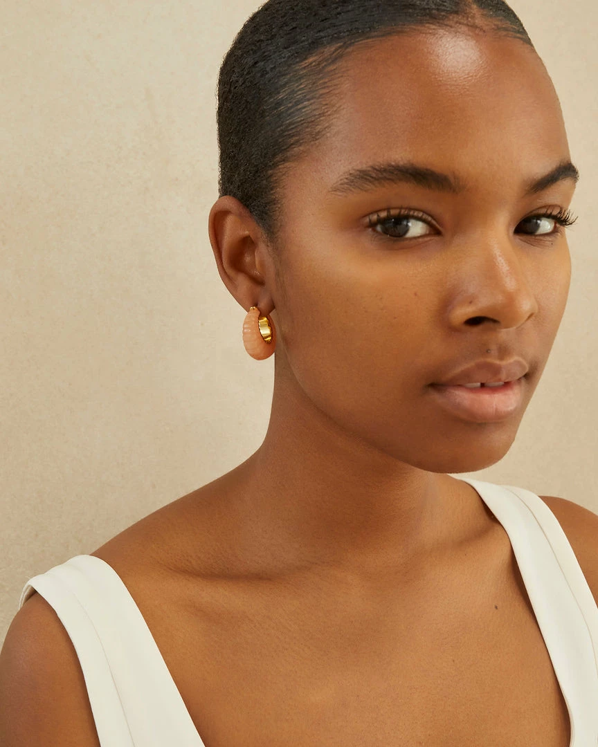 Loeffler Randall New Arrivals Bernadine Pink Scallop Stone Hoop 5 Loeffler Randall New Arrivals Bernadine Pink Scallop Stone Hoop