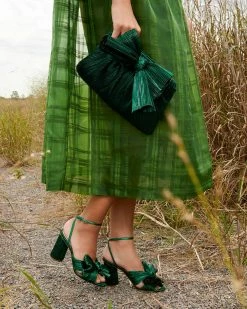 Loeffler Randall Pleats Camellia Bow Heel Emerald 11 Loeffler Randall Pleats Camellia Bow Heel Emerald