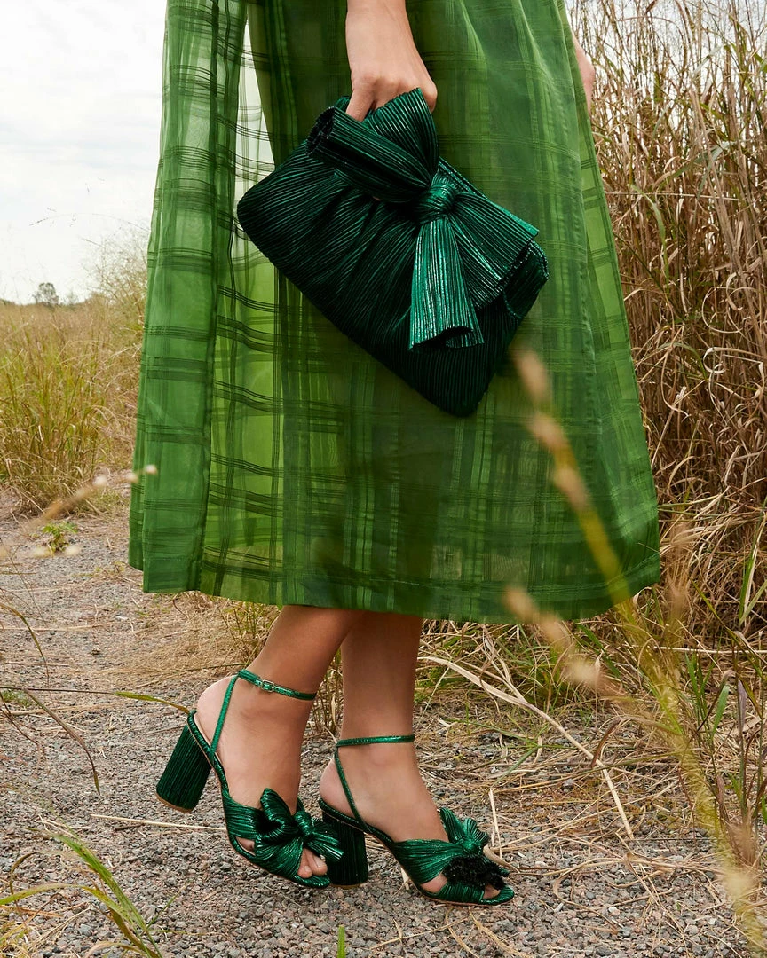 Loeffler Randall Pleats Camellia Bow Heel Emerald 7 Loeffler Randall Pleats Camellia Bow Heel Emerald