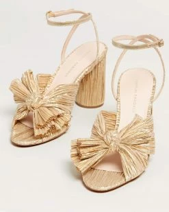 Loeffler Randall Camellia Gold Pleated Bow Heel 9 Loeffler Randall Camellia Gold Pleated Bow Heel