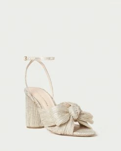 Loeffler Randall Pleats Camellia Platinum Pleated Bow Heel