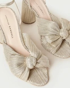 Loeffler Randall Pleats Camellia Platinum Pleated Bow Heel 10 Loeffler Randall Pleats Camellia Platinum Pleated Bow Heel