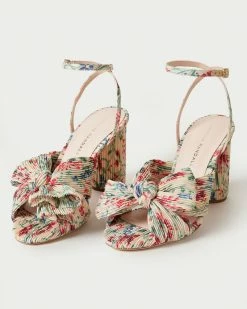 Loeffler Randall Pleats Camellia Tan Floral Bow Heel