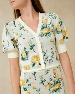 Loeffler Randall New Arrivals Cecilia Floral Jacquard Cardigan