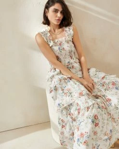 Loeffler Randall Chichi Floral Smocked Tiered Dress New Arrivals
