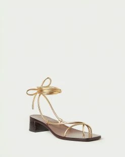 Loeffler Randall New Arrivals Coby Gold Ankle Wrap Heel