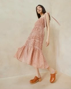 Loeffler Randall New Arrivals Cressida Tan Floral Tent Dress