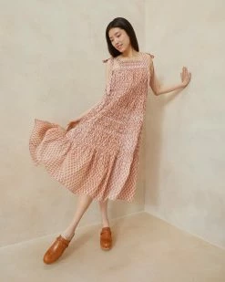 Loeffler Randall New Arrivals Cressida Tan Floral Tent Dress