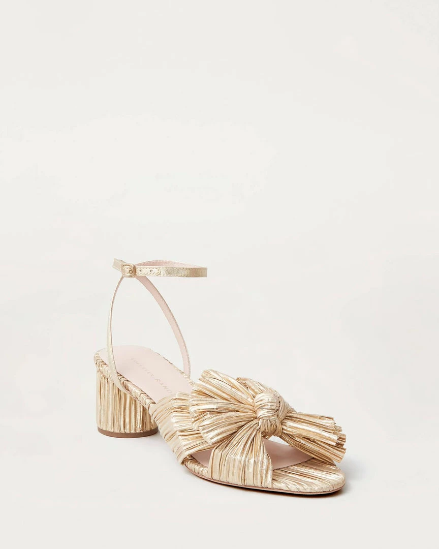 Loeffler Randall Dahlia Gold Pleated Bow Heel 3 Loeffler Randall Dahlia Gold Pleated Bow Heel
