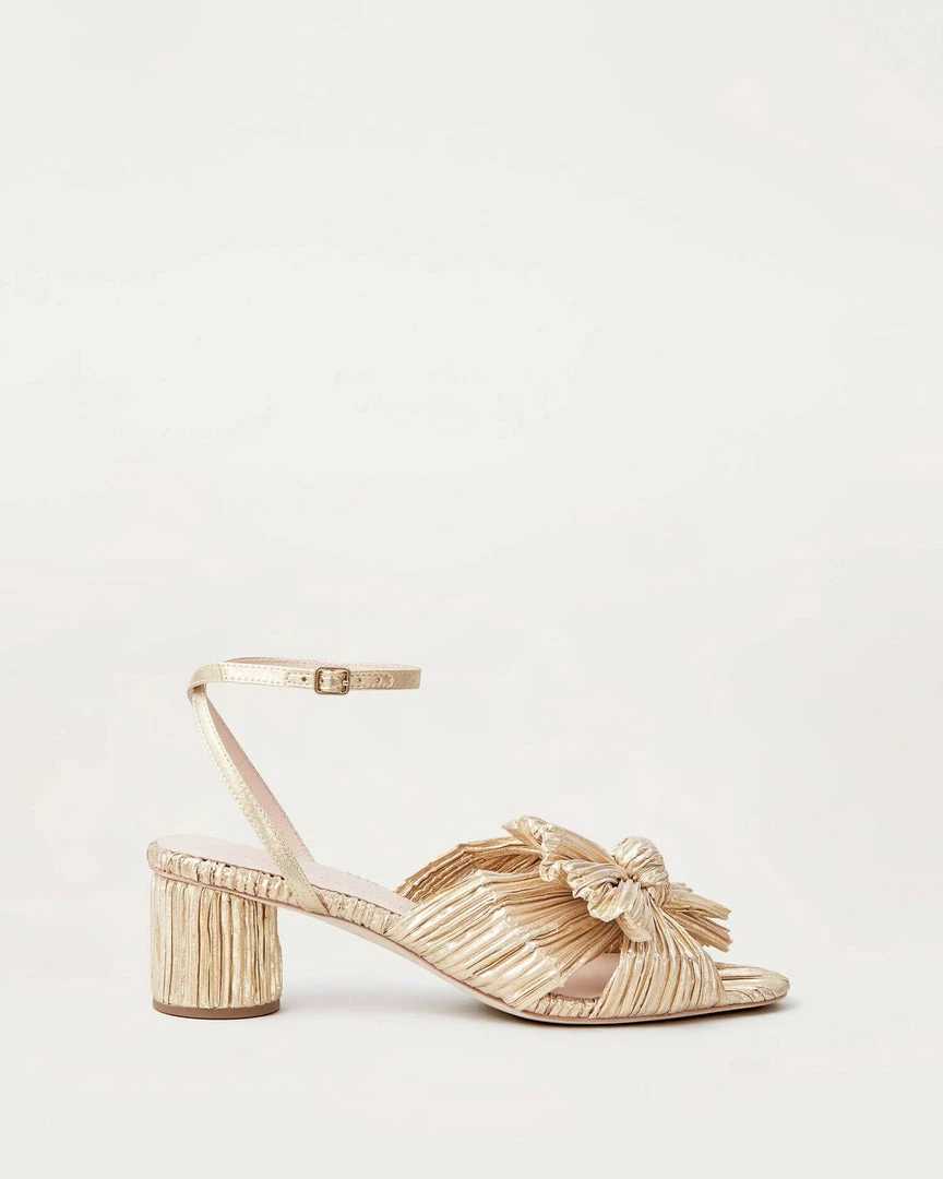 Loeffler Randall Dahlia Gold Pleated Bow Heel 4 Loeffler Randall Dahlia Gold Pleated Bow Heel