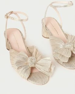 Loeffler Randall Dahlia Platinum Pleated Bow Heel Pleats