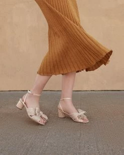 Loeffler Randall Dahlia Platinum Pleated Bow Heel Pleats