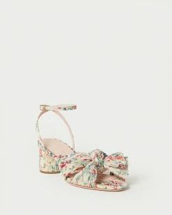 Loeffler Randall Dahlia Tan Floral Bow Heel Pleats