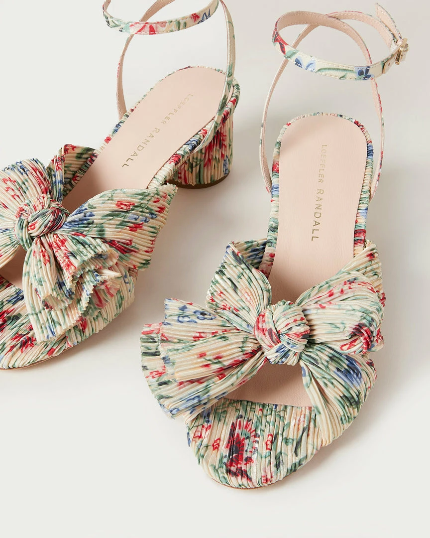 Loeffler Randall Dahlia Tan Floral Bow Heel Pleats 5 Loeffler Randall Dahlia Tan Floral Bow Heel Pleats