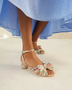 Loeffler Randall Dahlia Tan Floral Bow Heel Pleats 11 Loeffler Randall Dahlia Tan Floral Bow Heel Pleats