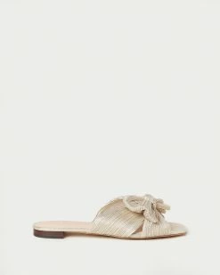 Loeffler Randall Pleats Daphne Pleated Platinum Bow Slide