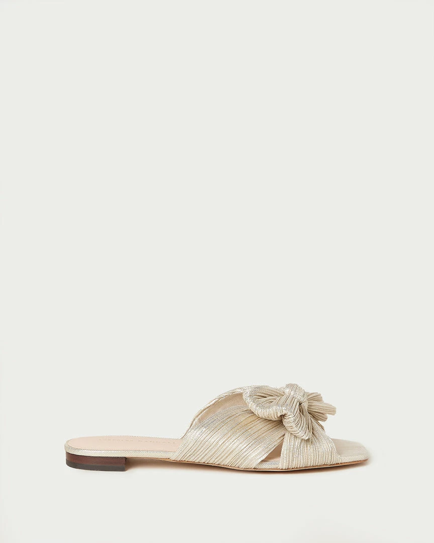 Loeffler Randall Pleats Daphne Pleated Platinum Bow Slide 4 Loeffler Randall Pleats Daphne Pleated Platinum Bow Slide