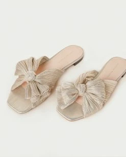 Loeffler Randall Pleats Daphne Pleated Platinum Bow Slide 9 Loeffler Randall Pleats Daphne Pleated Platinum Bow Slide