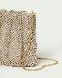 Loeffler Randall New Arrivals Ember Gold Diamanté Gathered Clutch