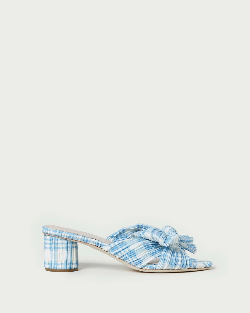 Loeffler Randall Emilia Blue Plaid Bow Heel Pleats 4 Loeffler Randall Emilia Blue Plaid Bow Heel Pleats
