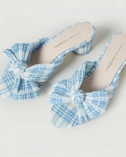 Loeffler Randall Emilia Blue Plaid Bow Heel Pleats 9 Loeffler Randall Emilia Blue Plaid Bow Heel Pleats