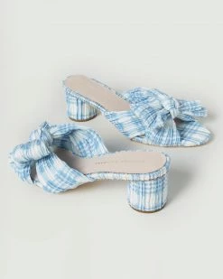 Loeffler Randall Emilia Blue Plaid Bow Heel Pleats 10 Loeffler Randall Emilia Blue Plaid Bow Heel Pleats
