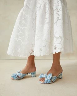 Loeffler Randall Emilia Blue Plaid Bow Heel Pleats 11 Loeffler Randall Emilia Blue Plaid Bow Heel Pleats