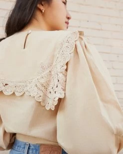 Loeffler Randall Sale Fernanda Tan Lace Border Blouse