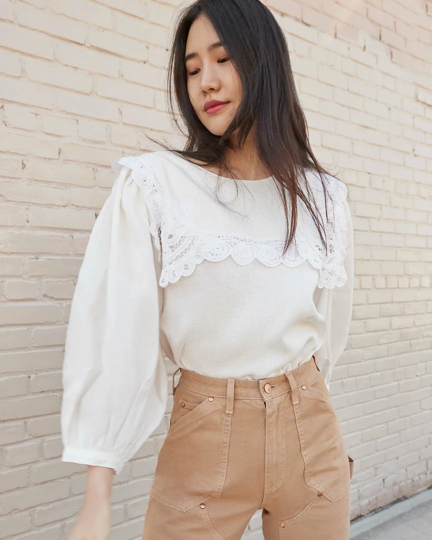 Loeffler Randall Fernanda White Lace Border Blouse Sale 3 Loeffler Randall Fernanda White Lace Border Blouse Sale