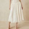 Loeffler Randall Freda Ecru Lace Midi Skirt New Arrivals