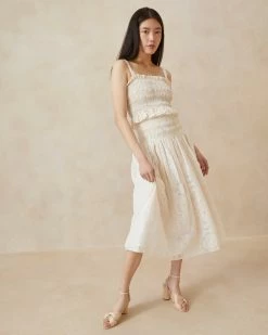 Loeffler Randall Freda Ecru Lace Midi Skirt New Arrivals