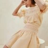 Loeffler Randall New Arrivals Gilles Sand Ecru Smocked Skirt 1 Loeffler Randall New Arrivals Gilles Sand Ecru Smocked Skirt