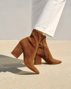 Loeffler Randall Best Sellers Isla Cacao Suede Slim Ankle Bootie