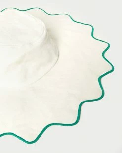 Loeffler Randall New Arrivals Ivana Natural/Green Scalloped Hat