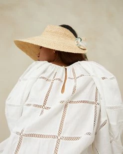 Loeffler Randall New Arrivals Jaylen Natural/Nova Floral Visor 7 Loeffler Randall New Arrivals Jaylen Natural/Nova Floral Visor