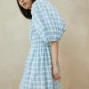 Loeffler Randall Jules Blue Plaid Smocked Dress