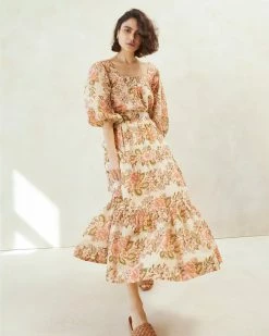 Loeffler Randall New Arrivals Laramie Multi Floral Tiered Skirt
