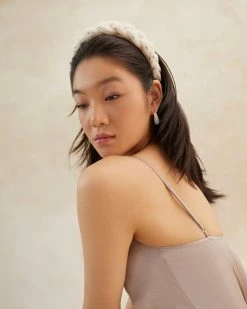 Loeffler Randall Pleats Lilac Pearl Rhinestone Braided Headband