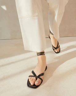 Loeffler Randall Lilla Black Thong Wrap Sandal New Arrivals