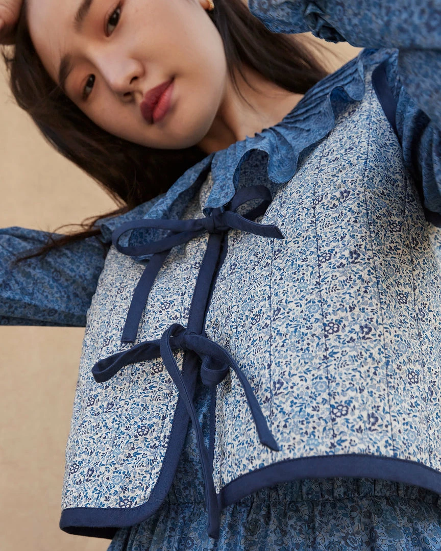 Loeffler Randall Sale Luka Indigo Floral Quilted Vest 4 Loeffler Randall Sale Luka Indigo Floral Quilted Vest