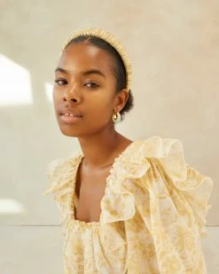 Loeffler Randall Marina Gold Puffy Headband Pleats