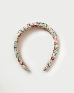 Loeffler Randall Marina Tan Floral Puffy Headband Pleats