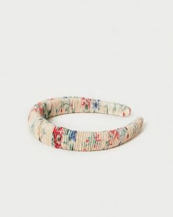 Loeffler Randall Marina Tan Floral Puffy Headband Pleats