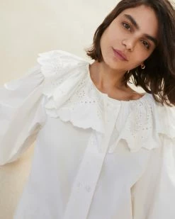 Loeffler Randall Marlene White Eyelet Collar Blouse