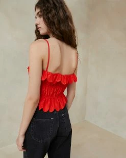 Loeffler Randall New Arrivals Micah Poppy Gathered Bodice Top
