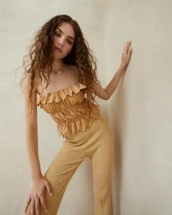 Loeffler Randall New Arrivals Micah Tan Gathered Bodice Top